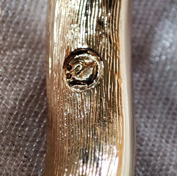 Swarovski Signed Baguette Multi Color Rhinestone Curled Gold Tone Hoop Earrings - Picture 8 of 12